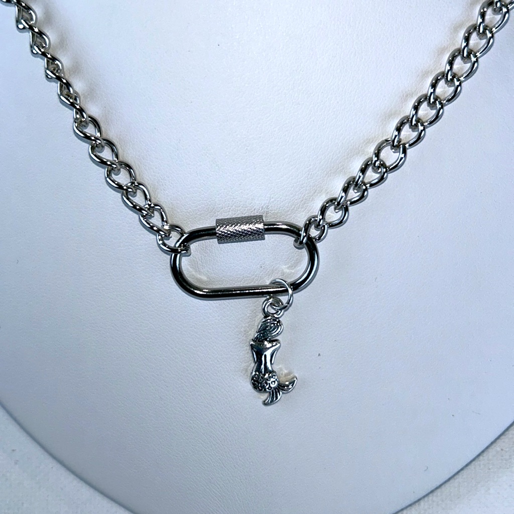 Stainless Steel Charm Holder Paperclip Necklace Screw Closure Mermaid Charm 65$